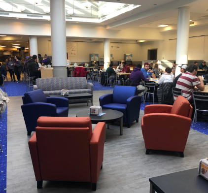 The lounge area in Alliot is great for relaxing with friends and catching up on homework (Erin Mikson)